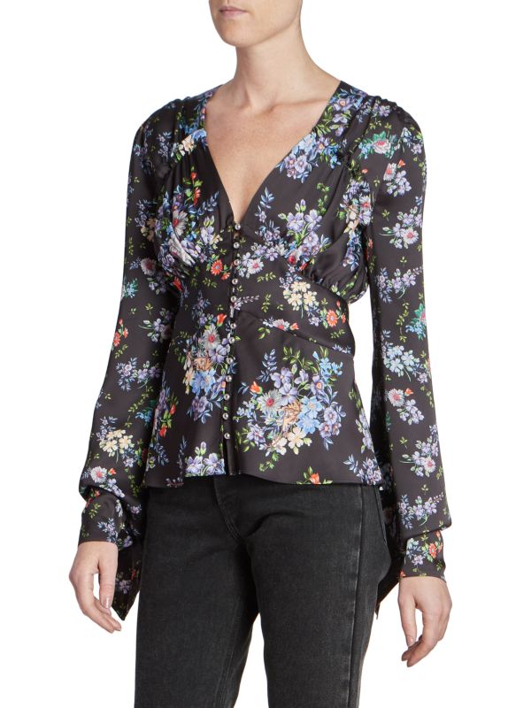 Paco Rabanne Floral Layered Cuff Blouse